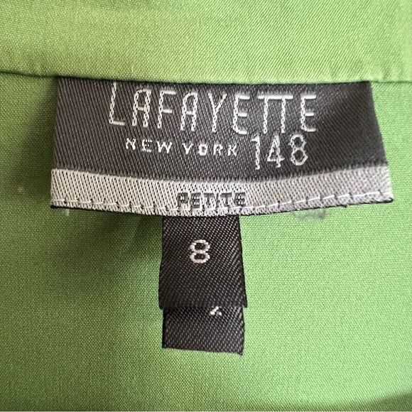 Lafayette 148 Green Hidden Button-Up Collared Top Cotton Dress Professional Sz 8 - Picture 8 of 10